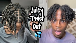 Taking Out Juicy Two Strand Twist After A Month  Mens Twist Out Tutorial [upl. by Neggem]