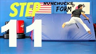 NUNCHUCK NUNCHUCKS FORM STEP 11 STRIKES TECHNIQUES SKILLS KICKS TUTORIAL MOVES [upl. by Eerehs]