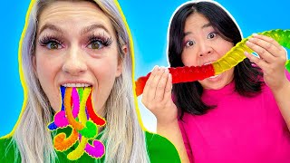 REAL VS GUMMY FOOD CHALLENGE FOR 24 HOURS  FUNNY MUKBANG amp CRAZY FOOD SITUATION BY SWEEDEE [upl. by Alpers]