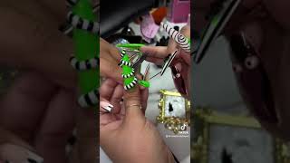 Doing my 11 year old daughter’s nails for Beetlejuice Beetlejuice beetlejuice nails kids [upl. by Icaj429]