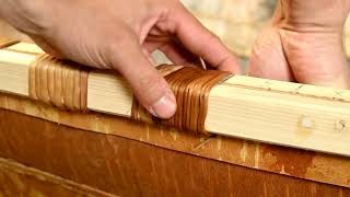 Sewing Gunwale Lashings on a Birchbark Canoe [upl. by Nyleuqaj908]