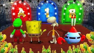 Mario Party 9 MiniGames SpongeBob Vs Mario Vs Mr krabs Vs Squidward Master Difficulty [upl. by Travers]