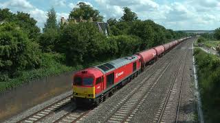 DB 60020 on ThealeRobertson oil train at Cholsey 07Aug14 [upl. by Enortna214]