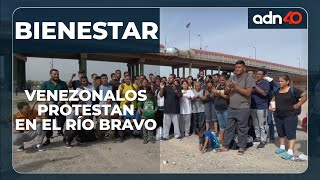 Venezolanos deportados protestan en el Río Bravo [upl. by Rivalee]