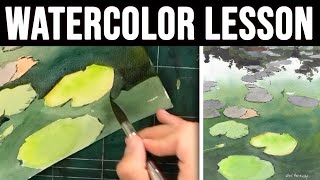 Beginner Watercolor Lesson  Paint Lily Pads [upl. by Uy928]