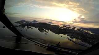 Wideroe Dash 8300 cockpit view landing Florø Norway [upl. by Rubi]