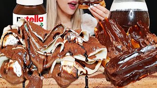 ASMR  NUTELLA CREPES CHOCOLATE ECLAIRS 누텔라 크레이프롤 Eating Sounds  Mukbang [upl. by Brita]