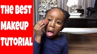 MAKEUP TUTORIAL BY 4 YEAR OLD NEVAEH hilarious [upl. by Ahtennek73]