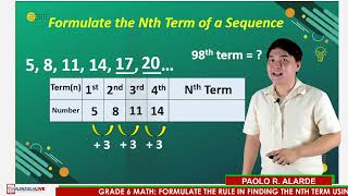 GRADE 6 MATH Q3  FORMULATE THE RULE IN FINDING THE NTH TERM USING DIFFERENT STRATEGIES [upl. by Amo]