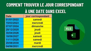 Fonction Excel pour obtenir le jour dune date [upl. by Aloeda355]