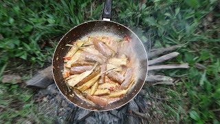 Indonesian Breakfast  Solo Camping [upl. by Yvi730]