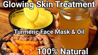 Homemade Turmeric Oil amp Face Pack for Skin Whitening  How to Make Turmeric Glowing Skin Lightening [upl. by Veradi168]