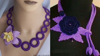 Stylish Crochet Lace Necklace Designs Patterns Crochet Necklace style Ideas2023 [upl. by Biernat]