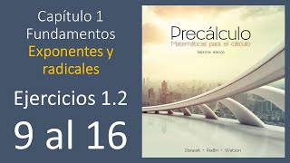 Precalculo Stewart 7 edicion ejercicio 12 9 al 16  Exponentes y radicales [upl. by Tisdale]