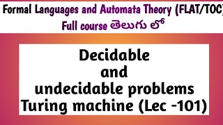 decidable and undecidable problems in Turing machine [upl. by Naimerej]