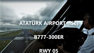 Cockpit View B777 Istanbul Crosswind Landing [upl. by Orvan]