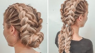 TRESSE COLLÉE  Coiffure simple pour tous les jours à faire soi même  Chignon avec tresse facile [upl. by Sakmar]