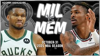 Milwaukee Bucks vs Memphis Grizzlies Full Game Highlights  Oct 31  2025 NBA Season [upl. by Latsirk]