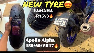 New Tyre150mm Install In R15🔥 Apollo Alpha H1😍 Best Tyre For R15 V3 🔥thebikersg [upl. by Ivey]