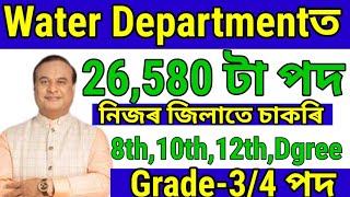 Water Departmentত চাকৰি  Assam jobs 2024  Jobs in Assam  Assam jobs vacancy 2024 [upl. by Anilra]