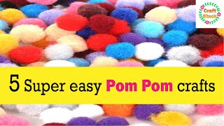 5 Super Easy Pom Pom Crafts  CraftStack [upl. by Ibbetson275]