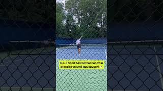 Karen Khachanov and Emil Ruusuvuori duke it out on the practice courts [upl. by Pepillo184]