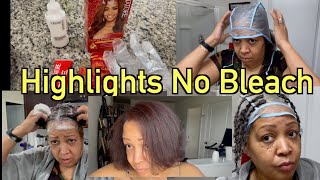 At Home Highlights No Bleach  Natural Curly Fine Hair  Over 50 [upl. by Uwkuhceki]