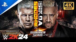 Cody Rhodes vs Solo Sikoa Summerslam Cleveland Ohio Highlights 2024  WWE 2k24 PS5 [upl. by Sirtemed]