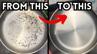 How to Clean a Burnt Stainless Steel PanPot Back to Brand New [upl. by Bebe]