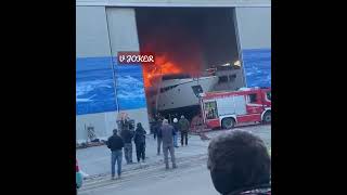 Breaking News yacht fire at Ferretti shipyard in Cattolica [upl. by Eoj]