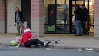 Public Pranks Christmas Present Skateboard Drop [upl. by Bennir800]