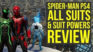 Spider Man PS4 All Suits and Abilities In The Game REVIEW Spiderman PS4 Suits [upl. by Aikaz]