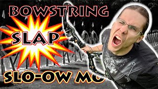 Bowstring hitting arm in slow motion  The worst archery shot with bowstring slap  Archery fails [upl. by Lezirg]