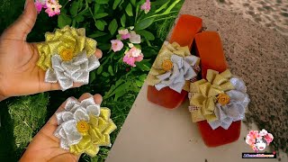 Easy way to make Split Color Dahlia Ribbon Flower with multiple layers  Diy ribbon flower diy [upl. by Eytak]