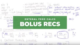 Enteral Feed Calculations Bolus Recommendations [upl. by Zerla]