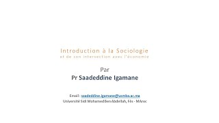 Présentation du cours quotIntroduction à la Sociologie et son intersection avec léconomie  Igamane [upl. by Niac172]