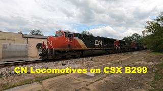 All Canadian National GE Power on Phosphate Train CSX B299  Lot of Horn with Doppler [upl. by Norbel]