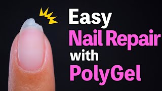 Nail Repair with PolyGel💅easy chipped nail fix【ASKA NAILS】 [upl. by Elga]