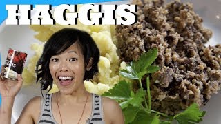 HAGGIS Taste Test  stuffed sheeps stomach  Emmy Eats Scotland [upl. by Ruyle]