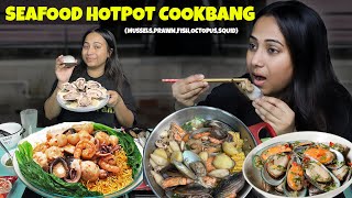 Assorted SEAFOOD Hot Pot  Mussels Tiger Prawns Squid Noodles amp more  Cookbang [upl. by Iram]