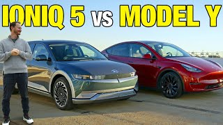 Tesla Model Y vs Hyundai Ioniq 5  Electric SUV Comparison  Price Range Performance amp More [upl. by Tootsie]