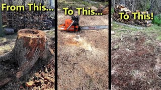 Removing Large Tree Stumps With a Chainsaw [upl. by Einahpats791]