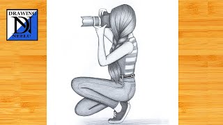 How to draw a Sitting Girl Photography  Pencil sketch for beginner  Drawing tutorial  Drawing [upl. by Guinn398]