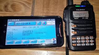 Yaesu FT70D with Bluedv bluestack androidCQUK [upl. by Yentterb]