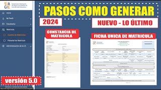 Siagie v50  Cómo Generar e Imprimir FICHA yo CONSTANCIA de Matrícula 2024 en la Versión 50 [upl. by Odranoel]