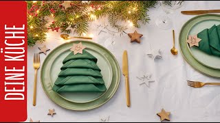 DIY Tannenbaum Servietten  REWE Deine Küche [upl. by Moll98]