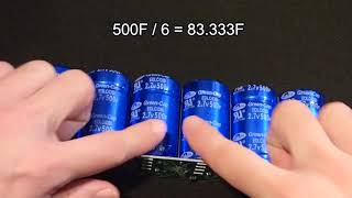 My 6 series 27V 500F supercapacitors w protection board for 162V 83333F unit [upl. by Elocan]