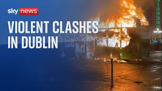 Dublin stabbings Violent clashes after knife attack near school [upl. by Sofko423]