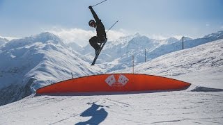 Freeskiers playing the game at the ACE Snowpark in the SkiArena AndermattSedrun 201617 [upl. by Htiekram419]