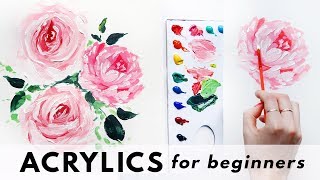 Painting Tutorial EASY for Kids amp Beginners  Acrylic Floral Bouquet [upl. by Merry]